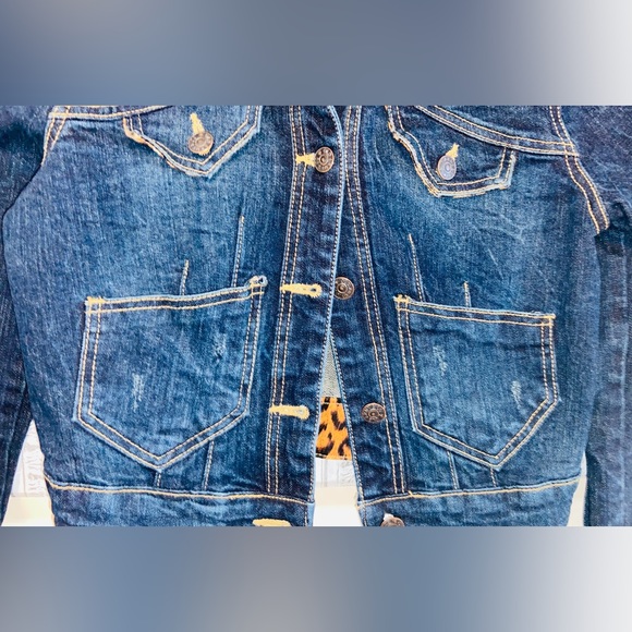 VGW ”Wednesday” Girls Sz-M JeanJacket🐆Leopard Accent Print-Color,Sleeve,Cuffs - Picture 15 of 16
